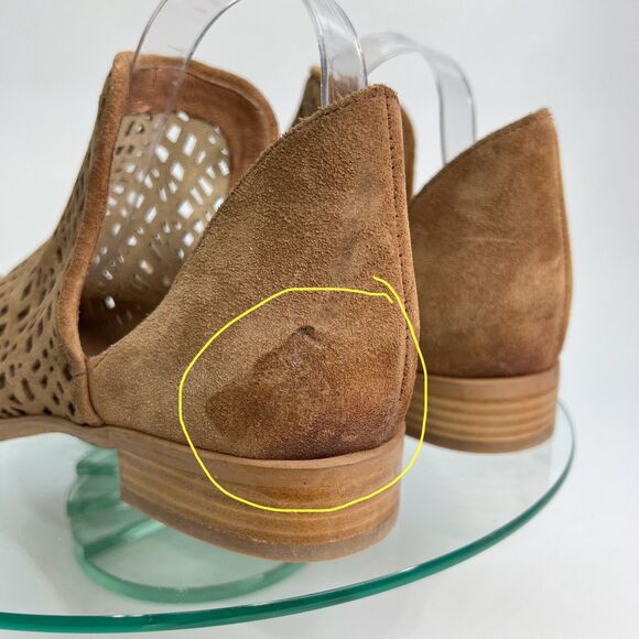 Ron White Ankle Slip on Bootie Brown Suede Leather perforated - Picture 3 of 12